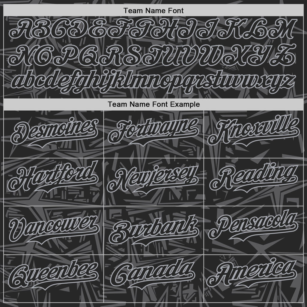 Custom Black Steel Gray-Gray Geometric Cyber Starburst Authentic Baseball Jersey