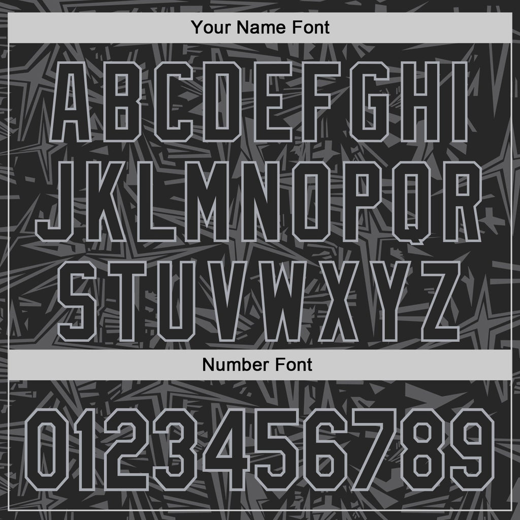Custom Black Steel Gray-Gray Geometric Cyber Starburst Authentic Baseball Jersey