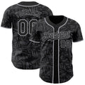 Custom Black Steel Gray-Gray Geometric Cyber Starburst Authentic Baseball Jersey