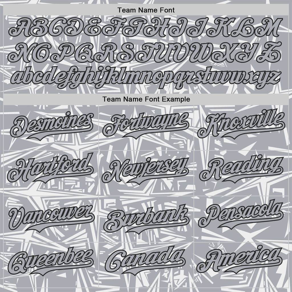 Custom Gray White-Black Geometric Cyber Starburst Authentic Baseball Jersey