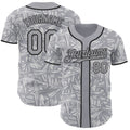 Custom Gray White-Black Geometric Cyber Starburst Authentic Baseball Jersey
