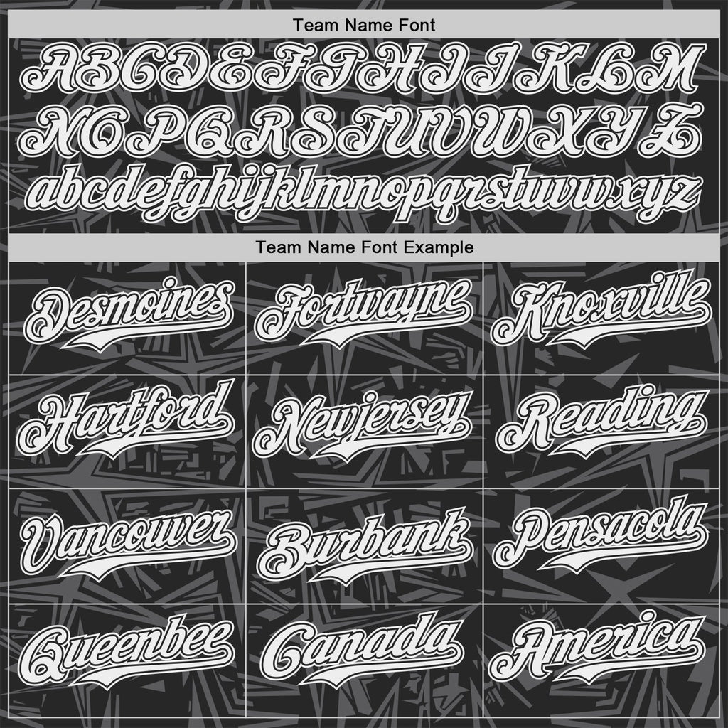 Custom Black White-Steel Gray Geometric Cyber Starburst Authentic Baseball Jersey