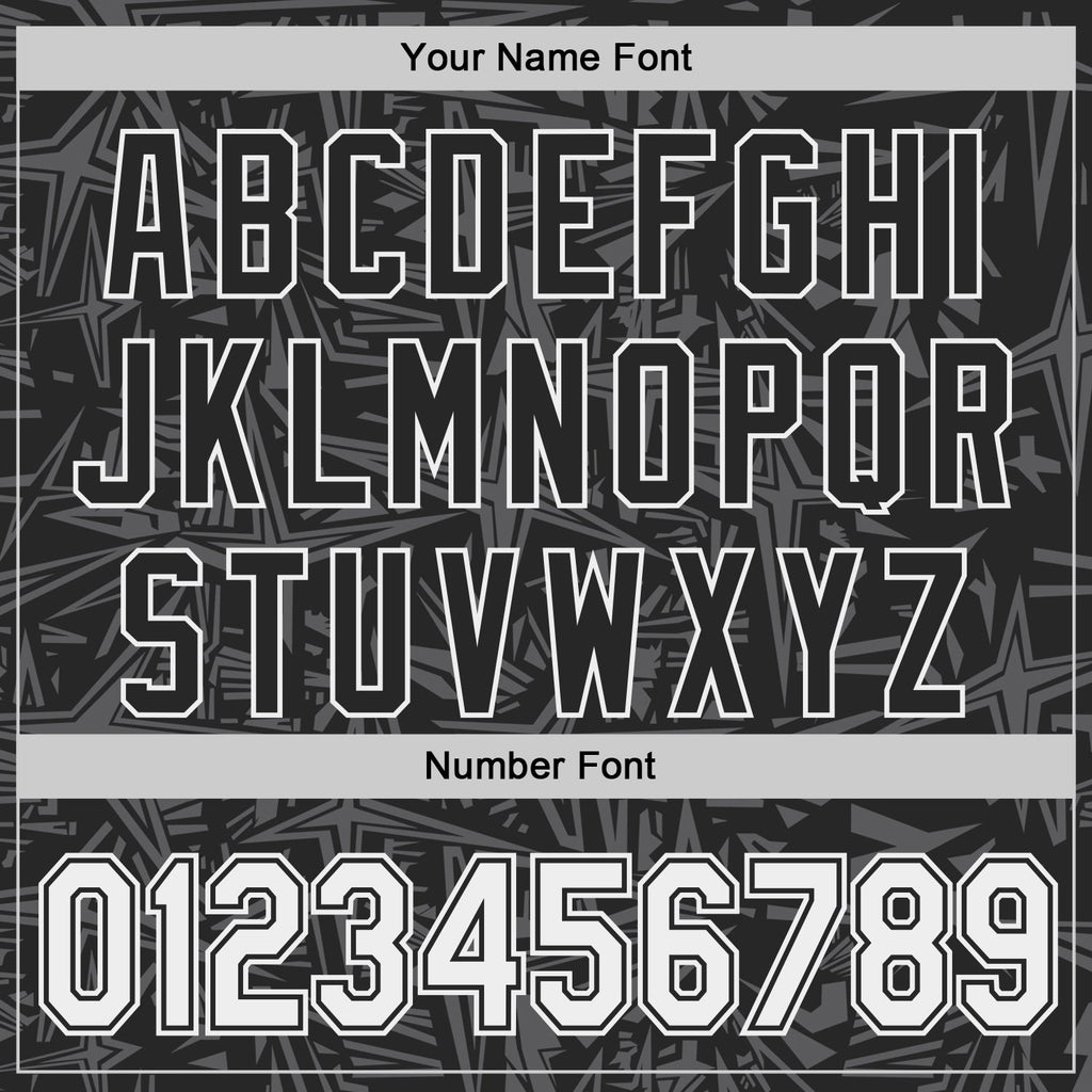 Custom Black White-Steel Gray Geometric Cyber Starburst Authentic Baseball Jersey