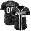 Custom Black White-Steel Gray Geometric Cyber Starburst Authentic Baseball Jersey