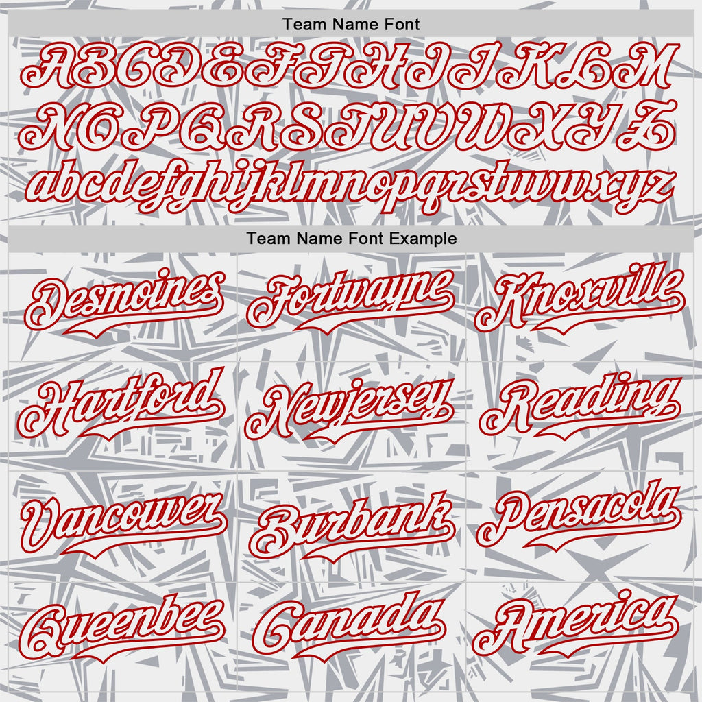 Custom White Gray-Red Geometric Cyber Starburst Authentic Baseball Jersey