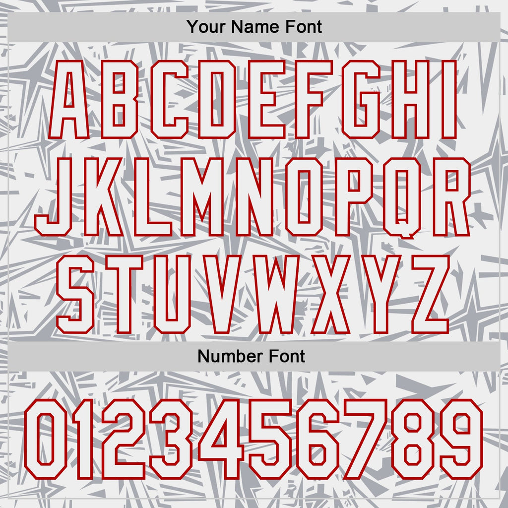 Custom White Gray-Red Geometric Cyber Starburst Authentic Baseball Jersey