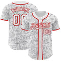 Custom White Gray-Red Geometric Cyber Starburst Authentic Baseball Jersey