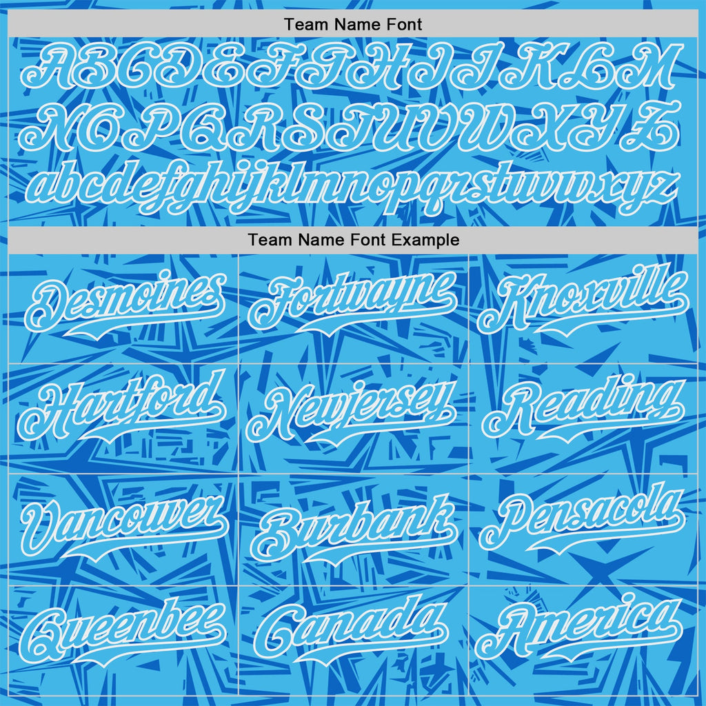 Custom Sky Blue Blue-White Geometric Cyber Starburst Authentic Baseball Jersey