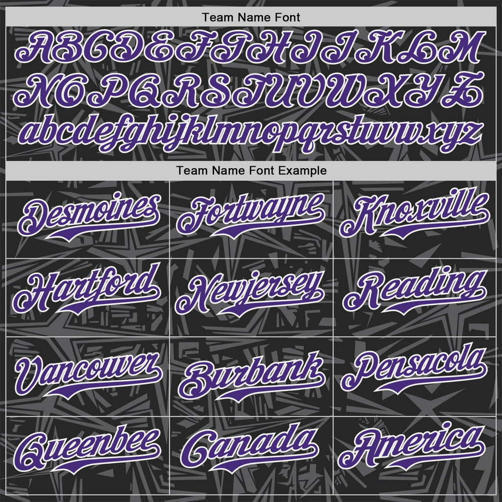 Custom Black Purple Steel Gray-White Geometric Cyber Starburst Authentic Baseball Jersey