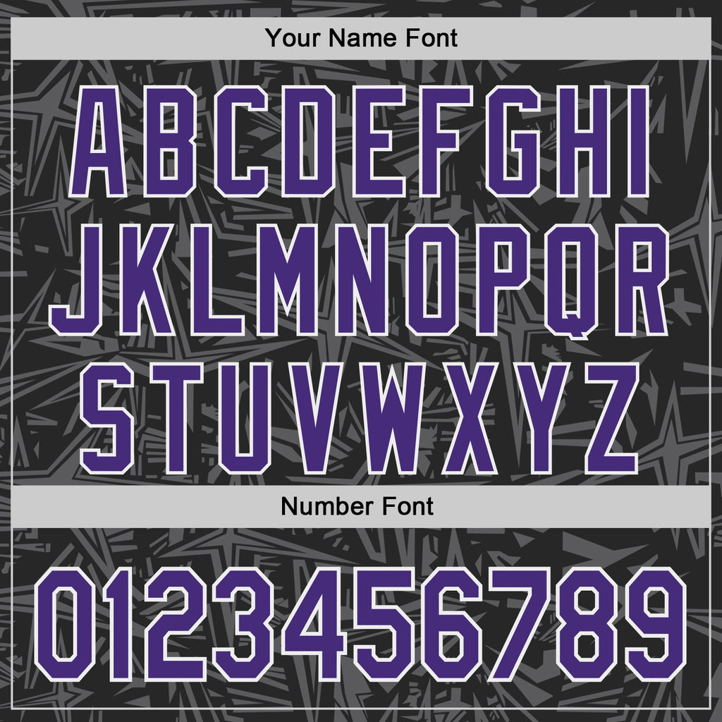 Custom Black Purple Steel Gray-White Geometric Cyber Starburst Authentic Baseball Jersey