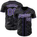 Custom Black Purple Steel Gray-White Geometric Cyber Starburst Authentic Baseball Jersey