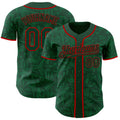 Custom Green-Red Geometric Cyber Starburst Authentic Baseball Jersey