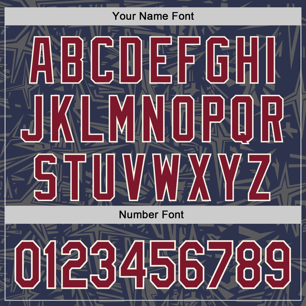 Custom Navy Crimson Steel Gray-Cream Geometric Cyber Starburst Authentic Baseball Jersey