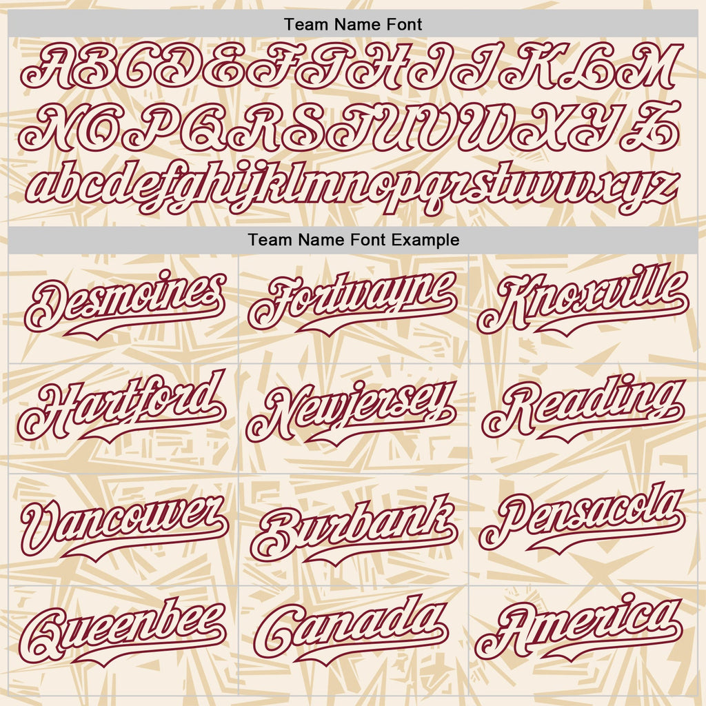 Custom Cream-Crimson Geometric Cyber Starburst Authentic Baseball Jersey