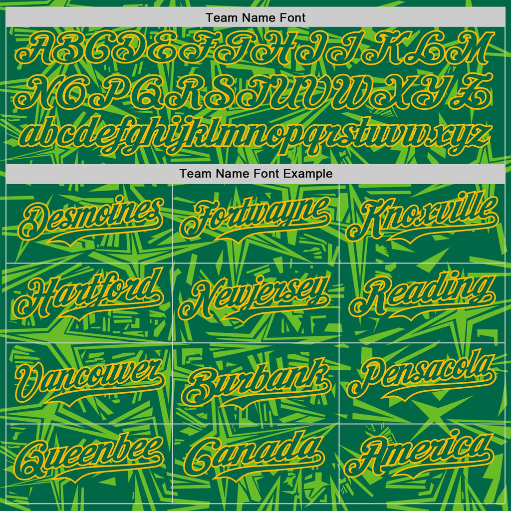 Custom Kelly Green Aurora Green-Gold Geometric Cyber Starburst Authentic Baseball Jersey