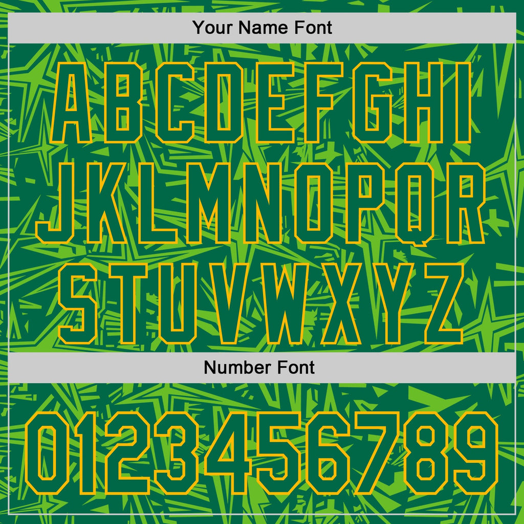 Custom Kelly Green Aurora Green-Gold Geometric Cyber Starburst Authentic Baseball Jersey