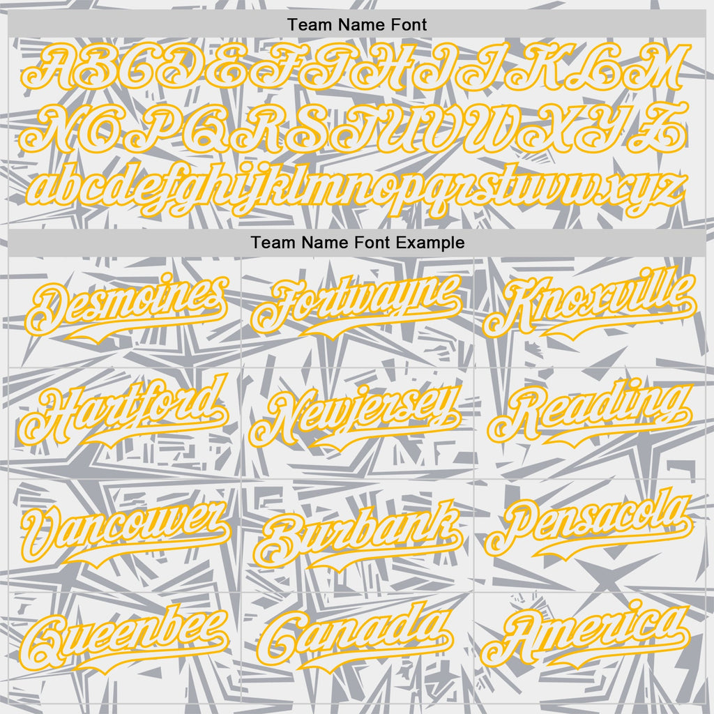 Custom White Gray-Gold Geometric Cyber Starburst Authentic Baseball Jersey