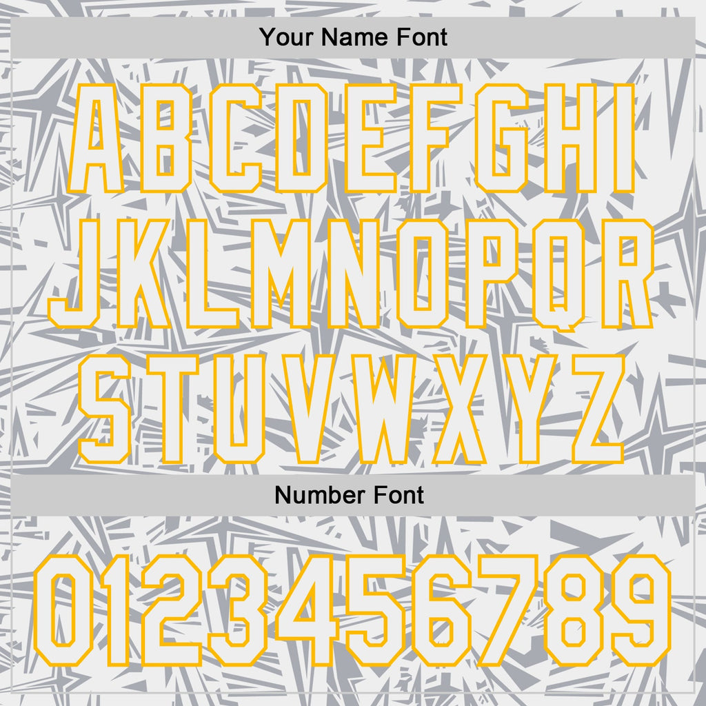 Custom White Gray-Gold Geometric Cyber Starburst Authentic Baseball Jersey