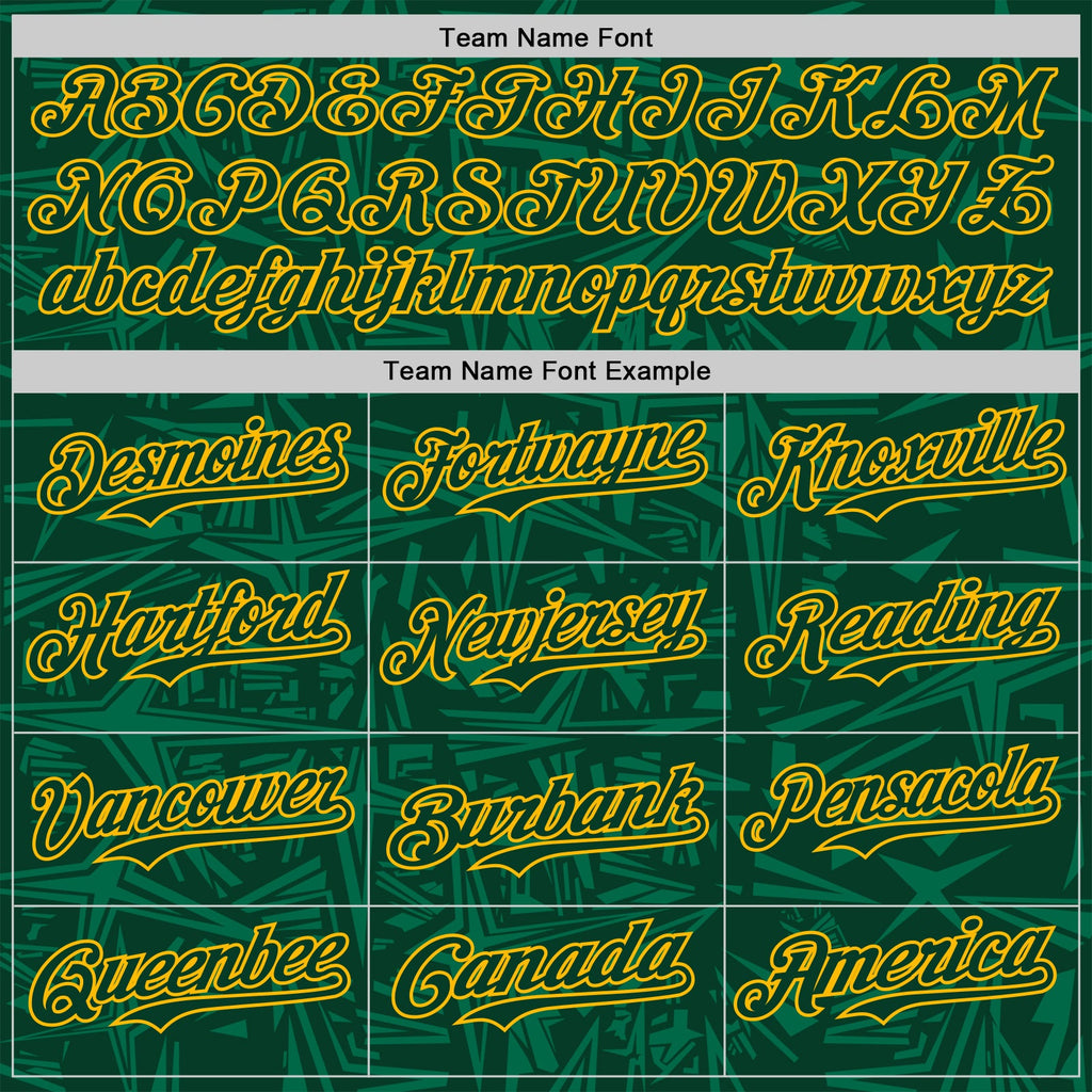 Custom Green-Gold Geometric Cyber Starburst Authentic Baseball Jersey