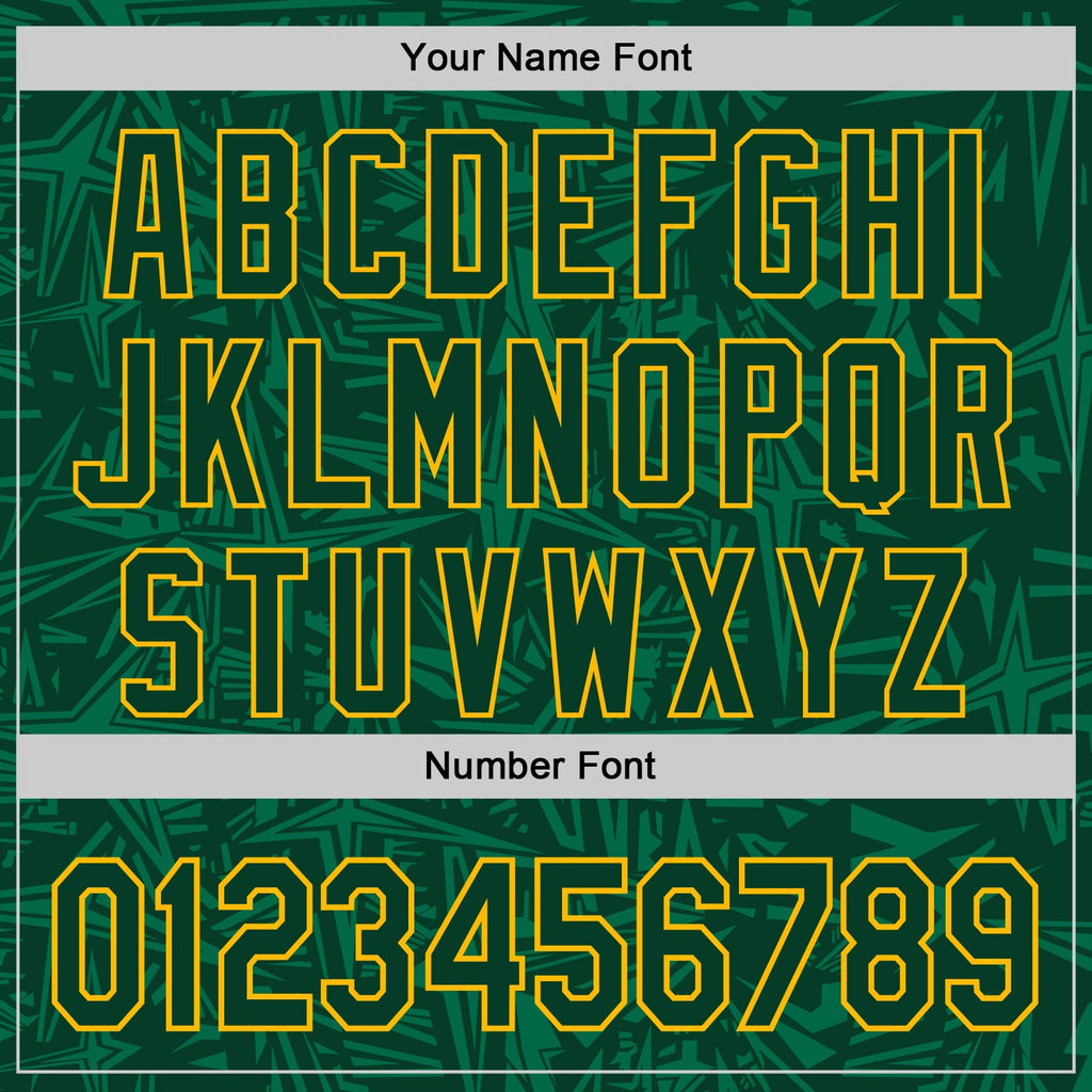 Custom Green-Gold Geometric Cyber Starburst Authentic Baseball Jersey