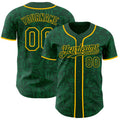 Custom Green-Gold Geometric Cyber Starburst Authentic Baseball Jersey