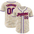 Custom Cream Purple-Red Geometric Cyber Starburst Authentic Baseball Jersey