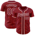 Custom Crimson-Cream Geometric Cyber Starburst Authentic Baseball Jersey