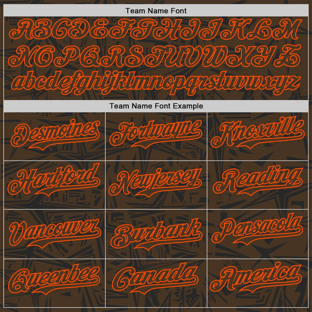 Custom Brown Black-Orange Geometric Cyber Starburst Authentic Baseball Jersey