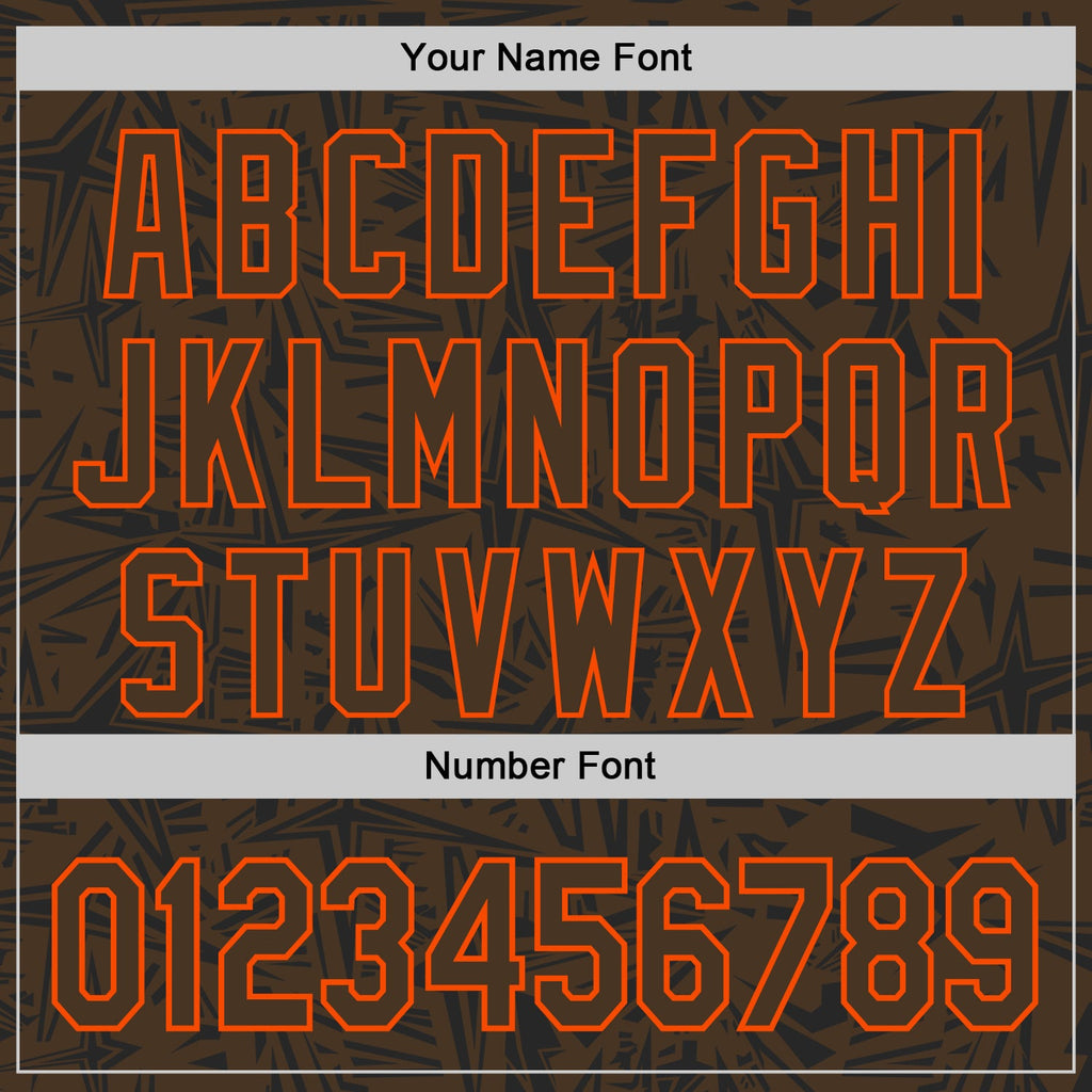 Custom Brown Black-Orange Geometric Cyber Starburst Authentic Baseball Jersey