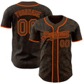 Custom Brown Black-Orange Geometric Cyber Starburst Authentic Baseball Jersey