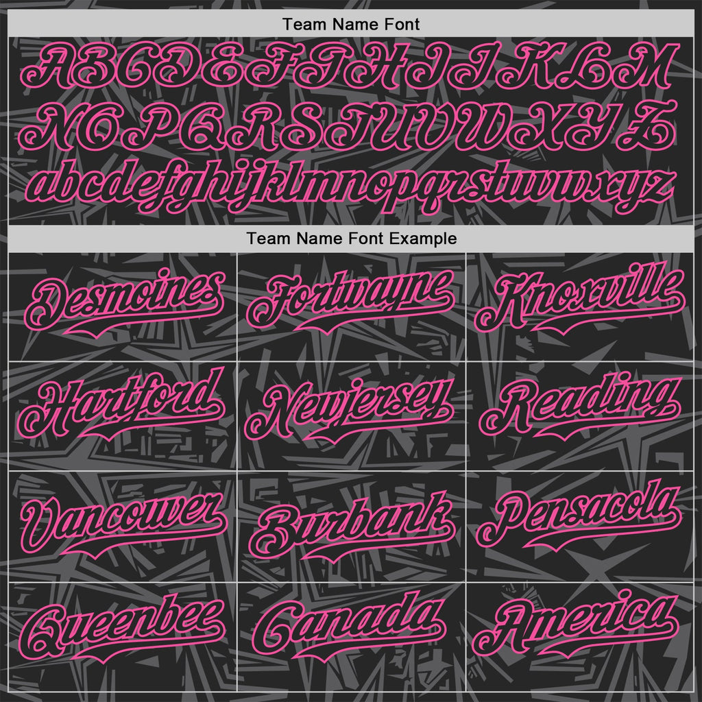 Custom Black Steel Gray-Pink Geometric Cyber Starburst Authentic Baseball Jersey
