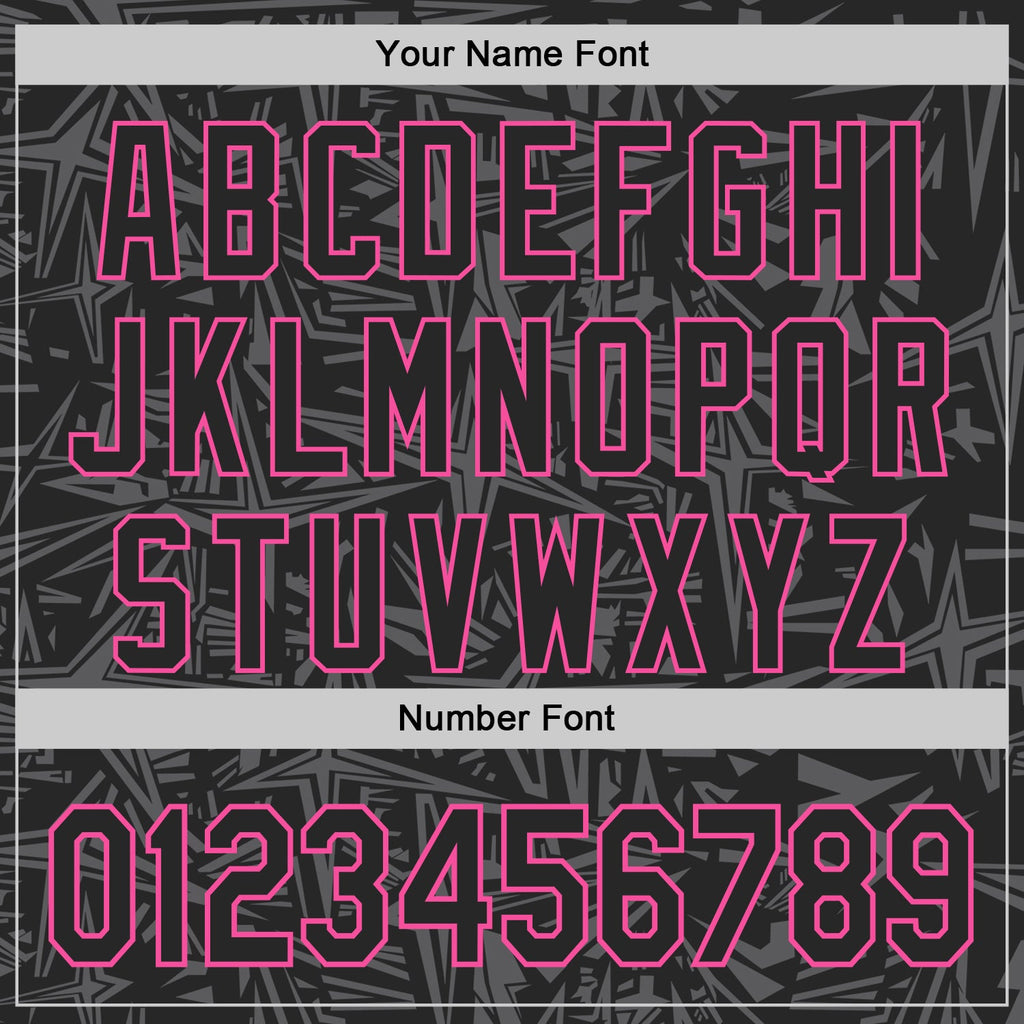 Custom Black Steel Gray-Pink Geometric Cyber Starburst Authentic Baseball Jersey