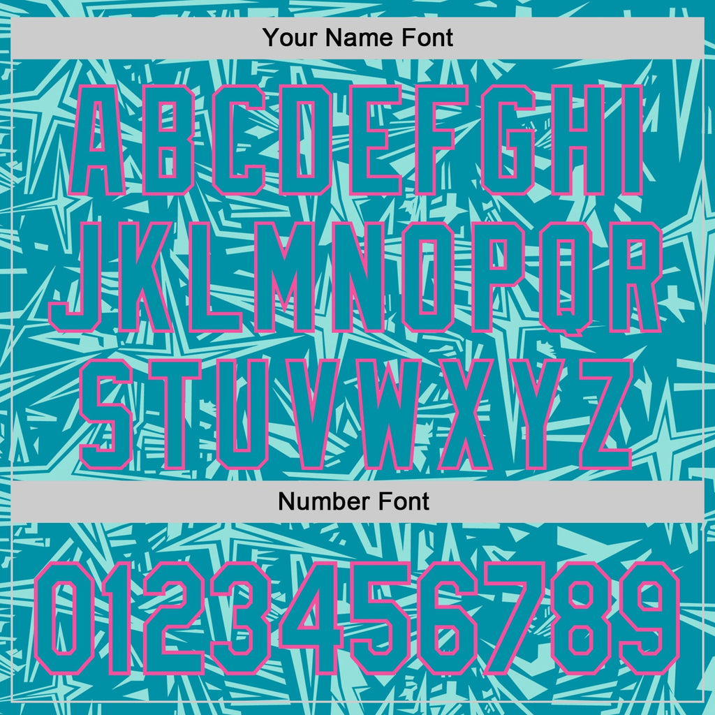 Custom Teal Ice Blue-Pink Geometric Cyber Starburst Authentic Baseball Jersey
