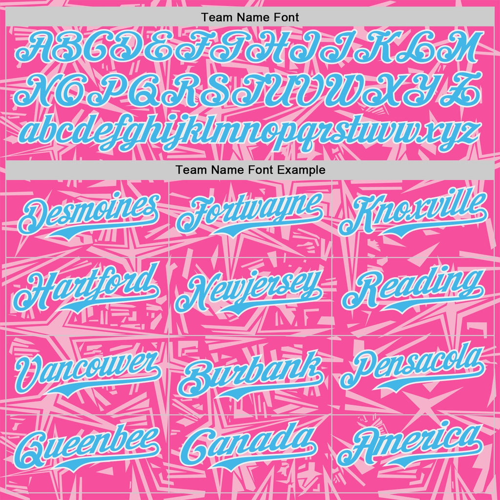 Custom Pink Sky Blue Light Pink-White Geometric Cyber Starburst Authentic Baseball Jersey