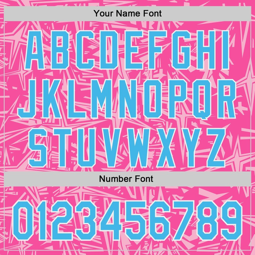 Custom Pink Sky Blue Light Pink-White Geometric Cyber Starburst Authentic Baseball Jersey