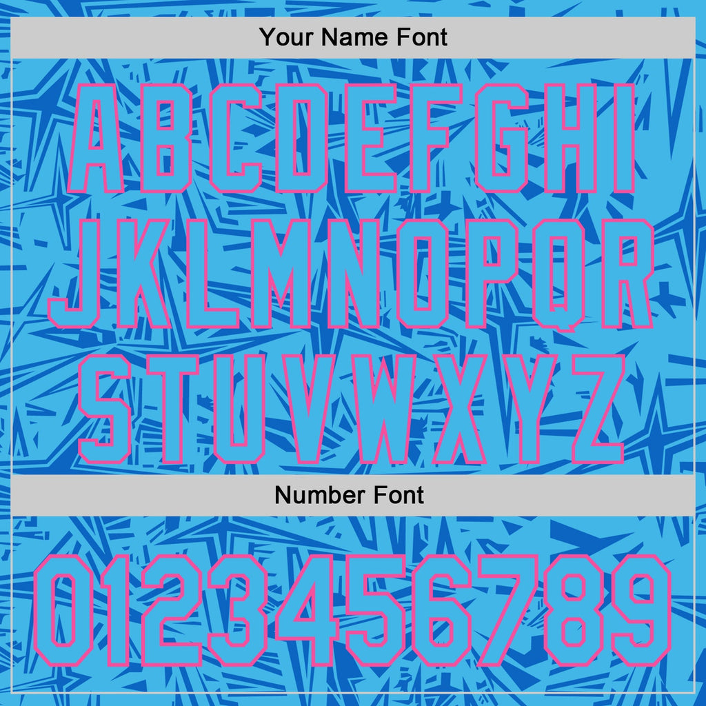 Custom Sky Blue Blue-Pink Geometric Cyber Starburst Authentic Baseball Jersey