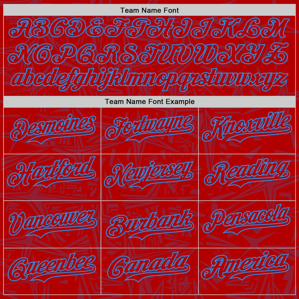 Custom Red-Electric Blue Geometric Cyber Starburst Authentic Baseball Jersey