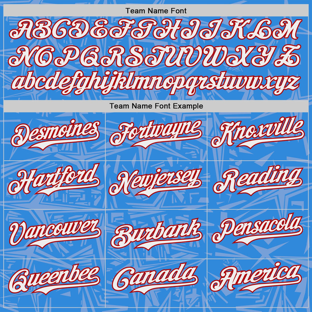 Custom Electric Blue White Gray-Red Geometric Cyber Starburst Authentic Baseball Jersey