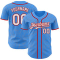 Custom Electric Blue White Gray-Red Geometric Cyber Starburst Authentic Baseball Jersey