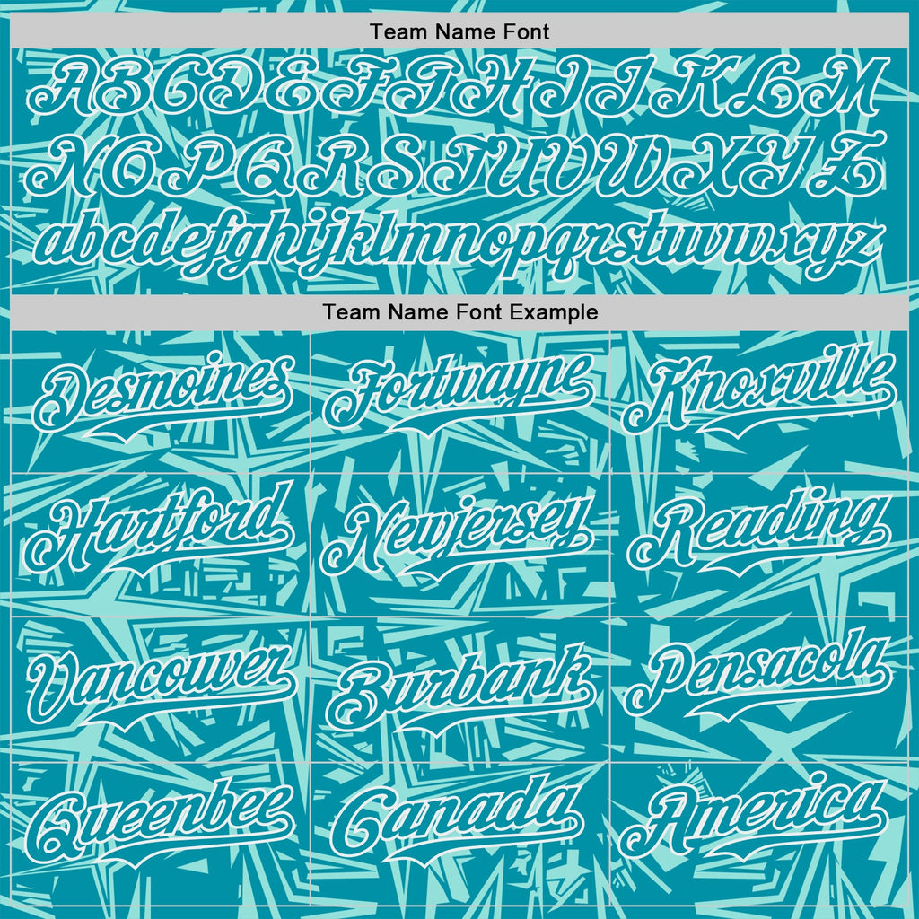 Custom Teal Ice Blue-White Geometric Cyber Starburst Authentic Baseball Jersey