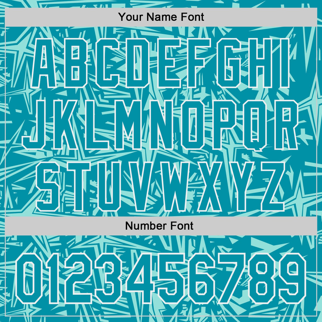 Custom Teal Ice Blue-White Geometric Cyber Starburst Authentic Baseball Jersey
