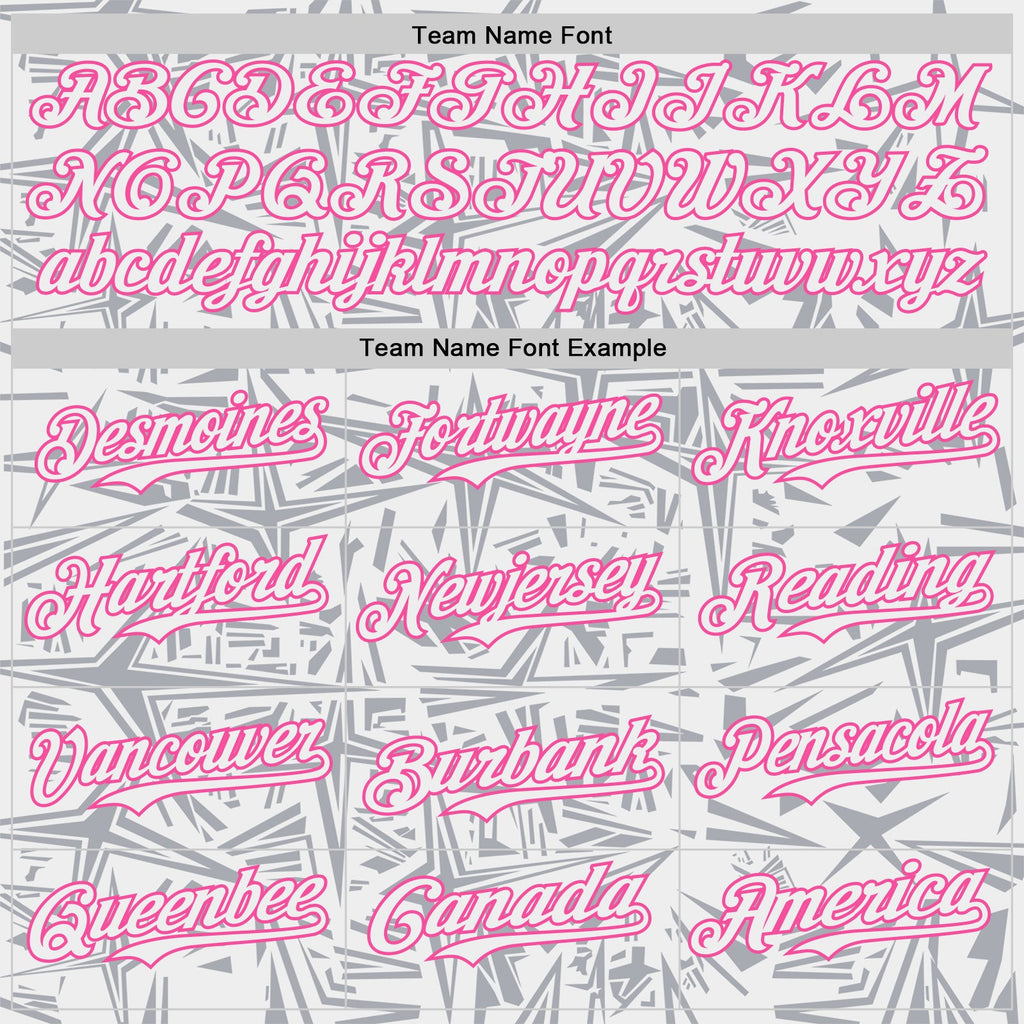 Custom White Gray-Pink Geometric Cyber Starburst Authentic Baseball Jersey