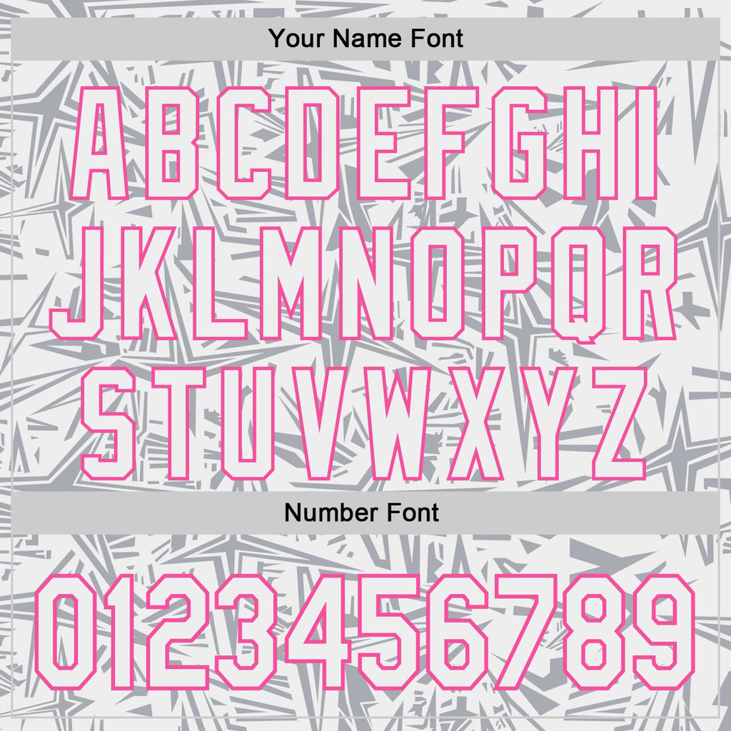Custom White Gray-Pink Geometric Cyber Starburst Authentic Baseball Jersey