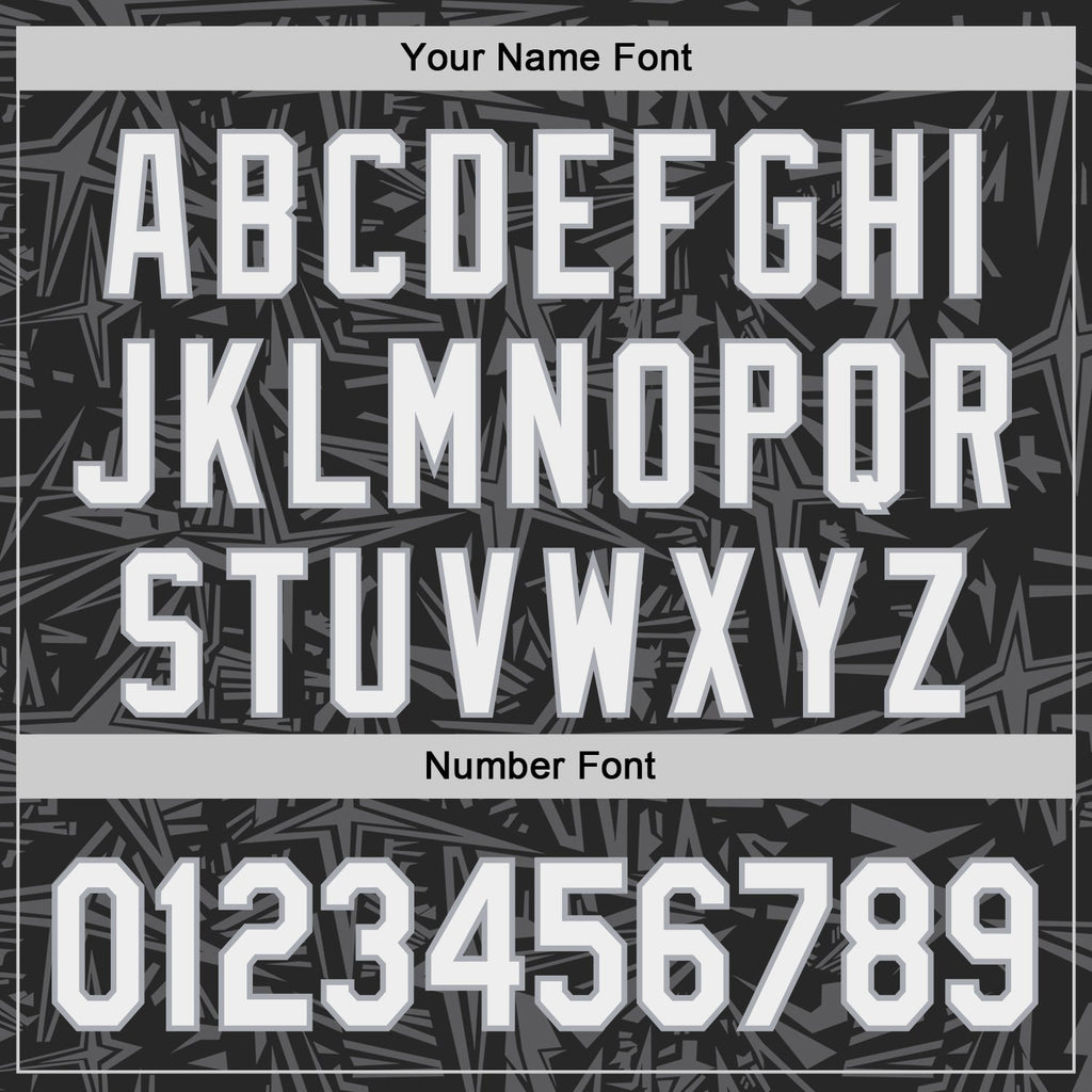 Custom Black White Steel Gray-Gray Geometric Cyber Starburst Authentic Baseball Jersey