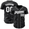 Custom Black White Steel Gray-Gray Geometric Cyber Starburst Authentic Baseball Jersey