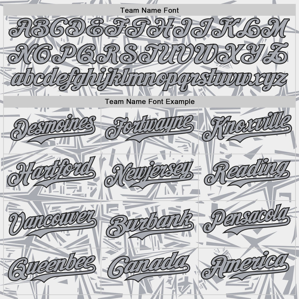Custom White Gray-Black Geometric Cyber Starburst Authentic Baseball Jersey