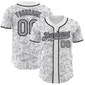 Custom White Gray-Black Geometric Cyber Starburst Authentic Baseball Jersey