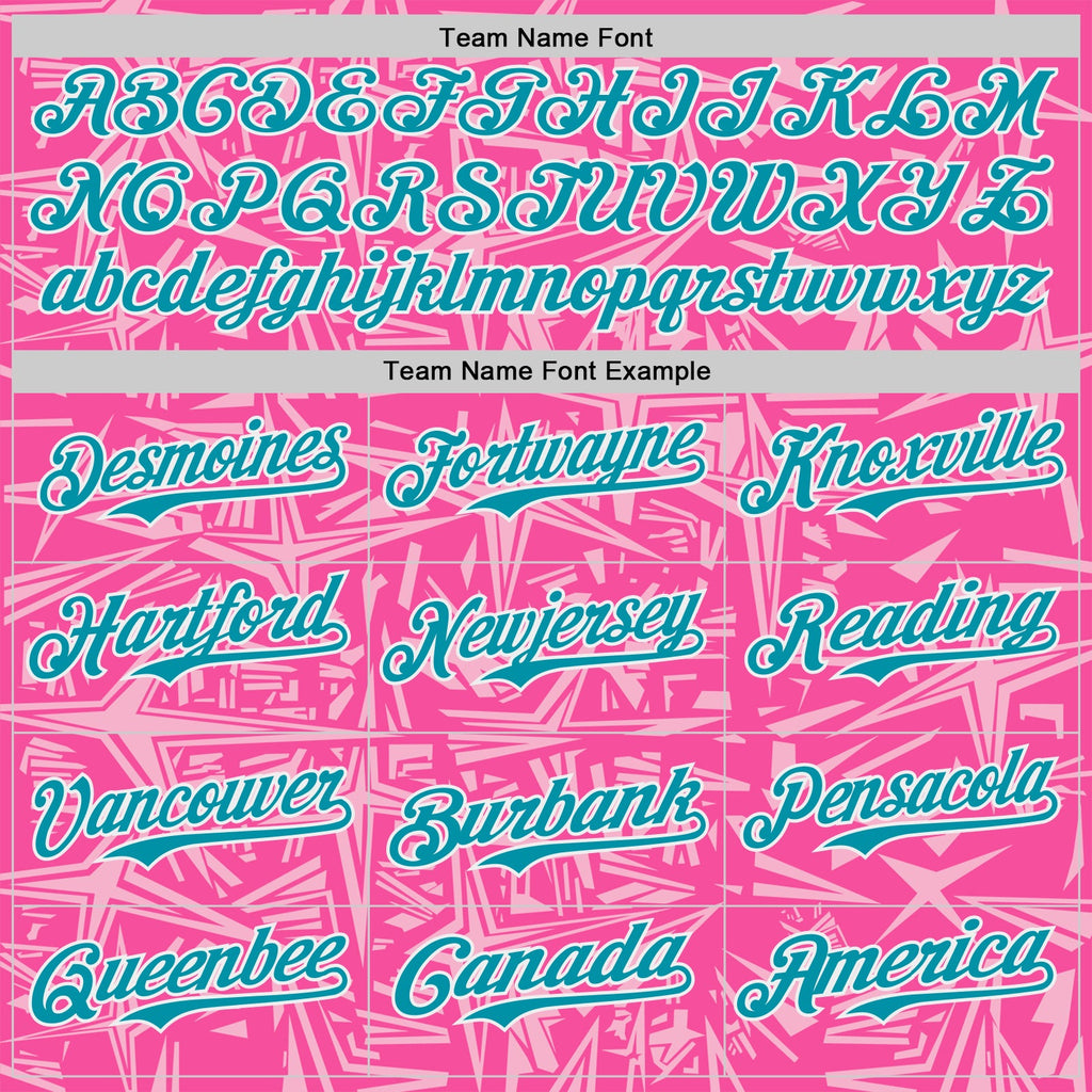 Custom Pink Teal Light Pink-White Geometric Cyber Starburst Authentic Baseball Jersey