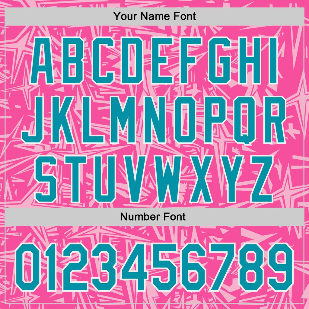 Custom Pink Teal Light Pink-White Geometric Cyber Starburst Authentic Baseball Jersey
