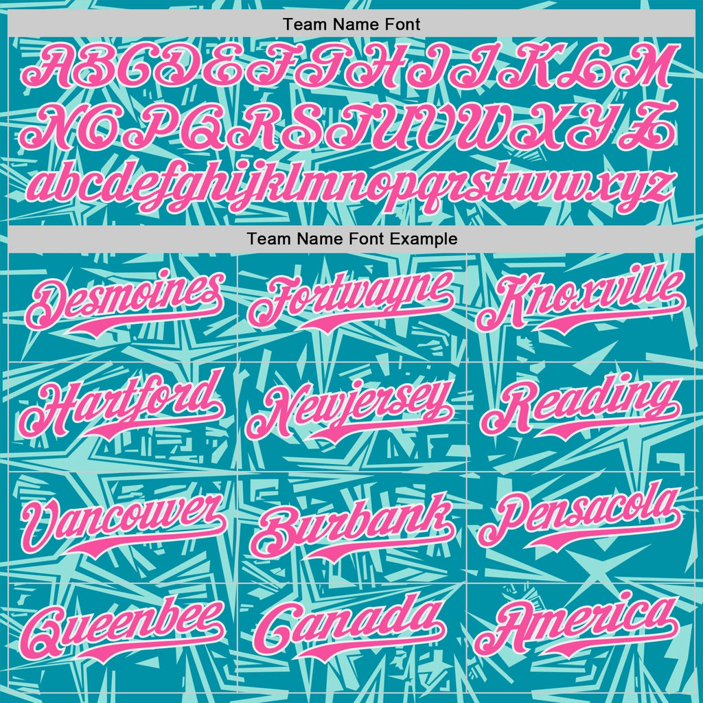 Custom Teal Pink Ice Blue-White Geometric Cyber Starburst Authentic Baseball Jersey